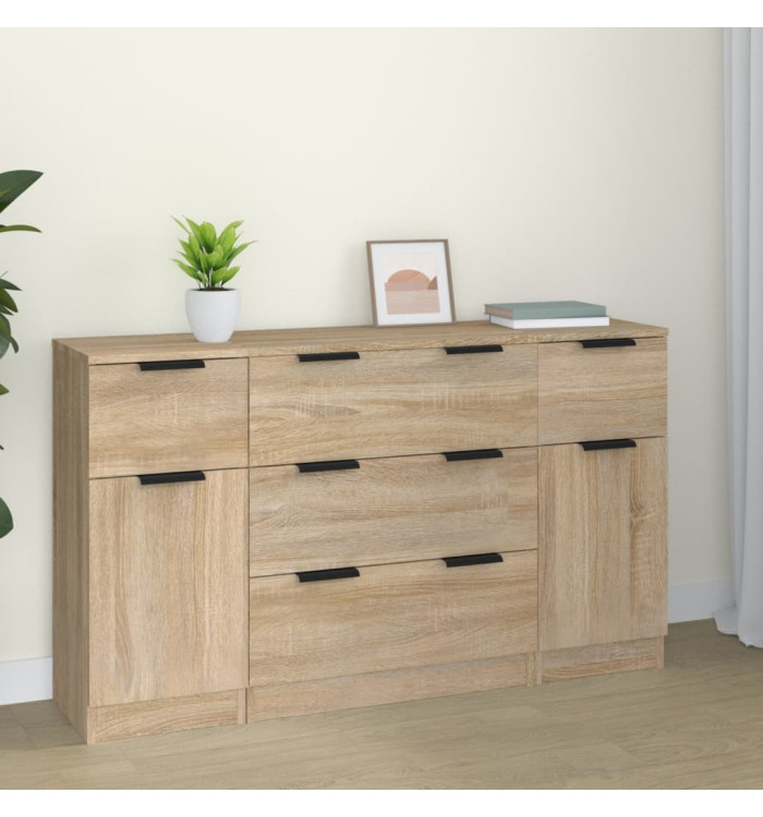 Ensemble de buffets 3 pcs Chêne sonoma Bois d'ingénierie | Mobilier & Déco