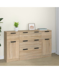 Ensemble de buffets 3 pcs Chêne sonoma Bois d'ingénierie | Mobilier & Déco