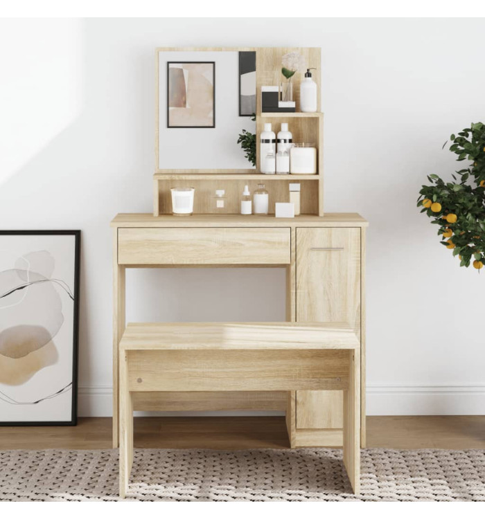 Coiffeuse avec miroir chêne sonoma 86,5x35x136 cm | Mobilier & Déco