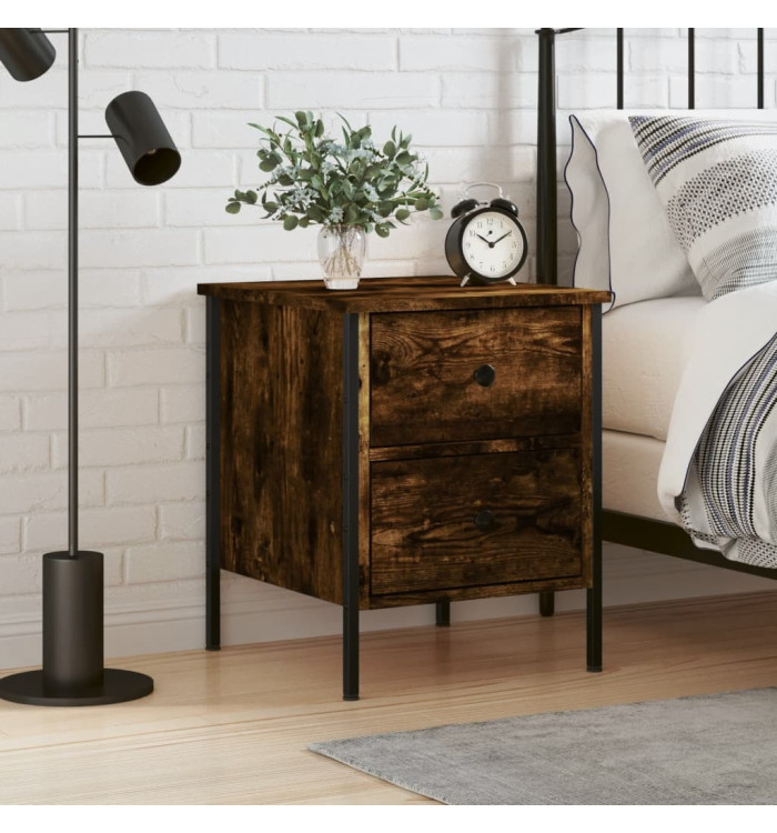 Table de chevet chêne fumé 40x42x50 cm bois d'ingénierie | Mobilier & Déco