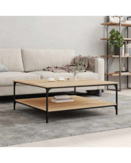 Table basse chêne sonoma 100x100x40 cm bois d'ingénierie | Mobilier & Déco