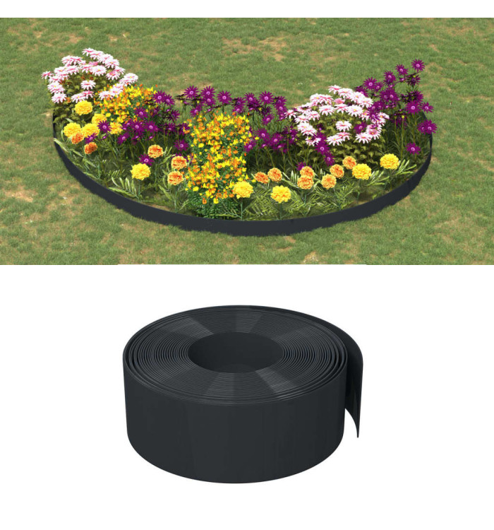 Bordures de jardin 3 pcs noir 10 m 20 cm polyéthylène | Mobilier & Déco