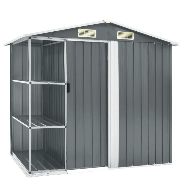 Abri de jardin avec étagère Gris 205x130x183 cm Fer | Mobilier & Déco
