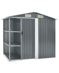 Abri de jardin avec étagère Gris 205x130x183 cm Fer | Mobilier & Déco