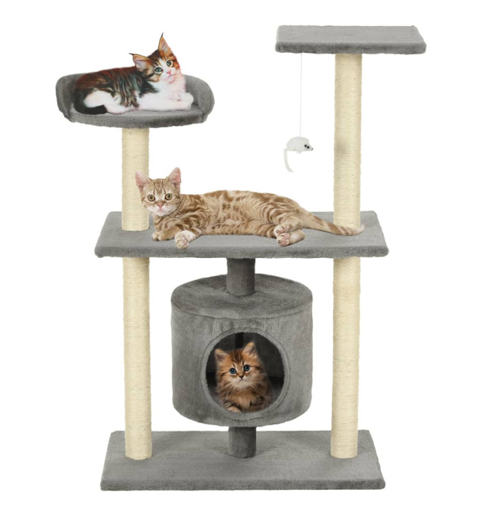 Arbre à chat avec griffoirs en sisal 95 cm Gris | Mobilier & Déco