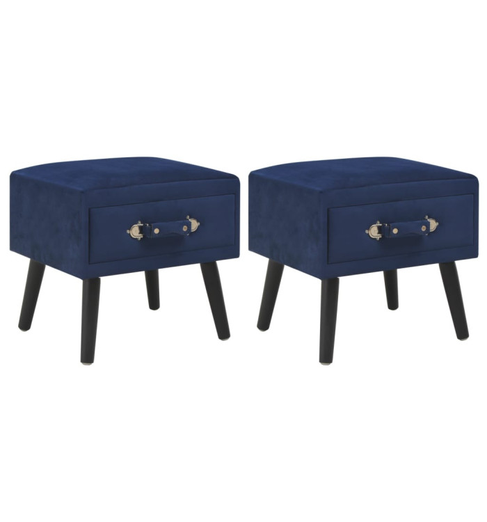 Tables de chevet 2 pcs Bleu 40x35x40 cm Velours | Mobilier & Déco