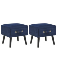 Tables de chevet 2 pcs Bleu 40x35x40 cm Velours | Mobilier & Déco