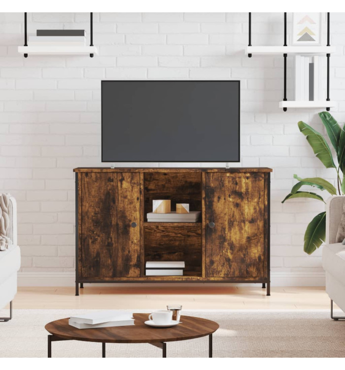 Meuble TV chêne fumé 100x35x65 cm bois d'ingénierie | Mobilier & Déco