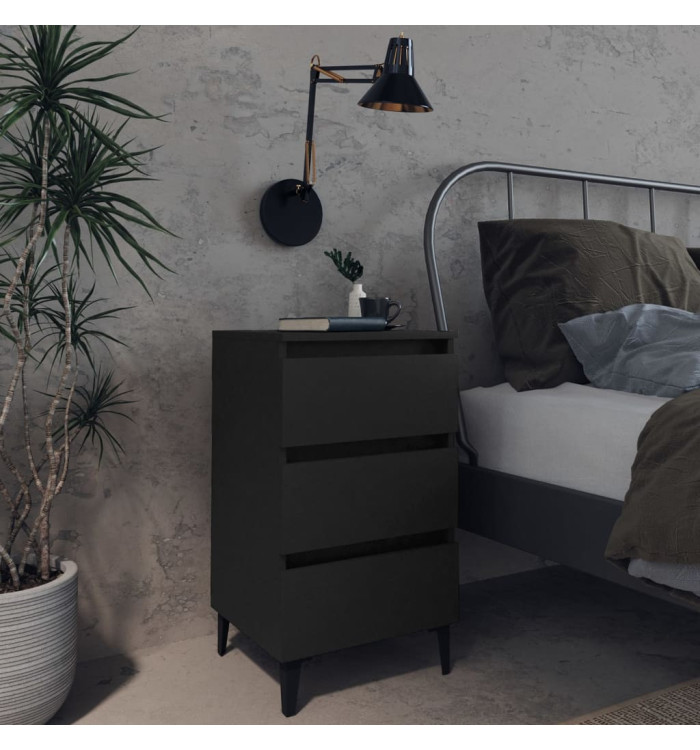 Table de chevet avec pieds en métal noir 40x35x69 cm | Mobilier & Déco