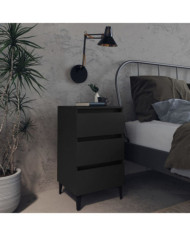 Table de chevet avec pieds en métal noir 40x35x69 cm | Mobilier & Déco