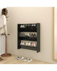 Armoire à chaussures murale noir brillant bois d'ingénierie | Mobilier & Déco