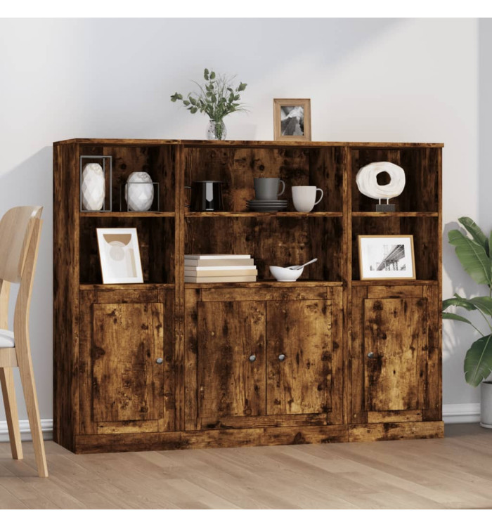 Buffets 3 pcs chêne fumé bois d'ingénierie | Mobilier & Déco