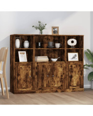 Buffets 3 pcs chêne fumé bois d'ingénierie | Mobilier & Déco