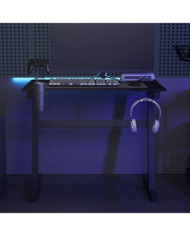 Bureau de jeu à LED avec pieds en forme de Z Noir 90x60x75 cm | Mobilier & Déco