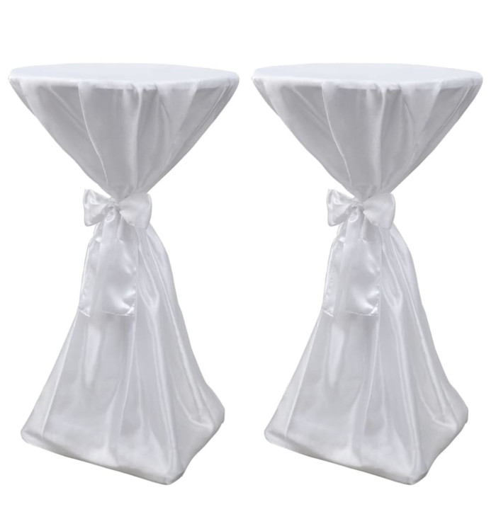 Housse de table blanche avec ruban 70 cm 2 pièces | Mobilier & Déco