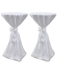 Housse de table blanche avec ruban 70 cm 2 pièces | Mobilier & Déco