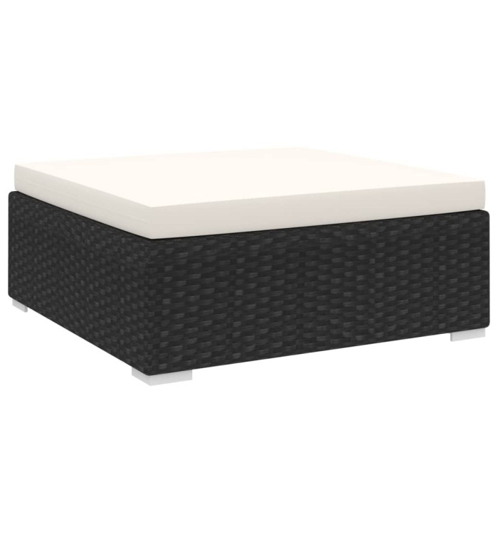Repose-pied sectionnel 1 pc avec coussin Résine tressée Noir | Mobilier & Déco