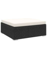 Repose-pied sectionnel 1 pc avec coussin Résine tressée Noir | Mobilier & Déco