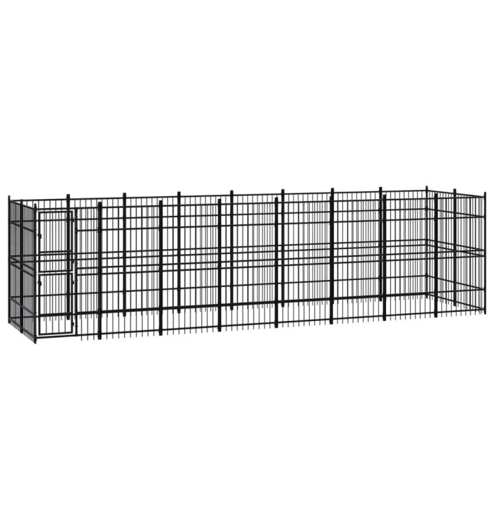 Chenil d'extérieur pour chiens Acier 14,75 m² | Mobilier & Déco