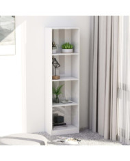 Bibliothèque à 4 niveaux Blanc brillant Bois d’ingénierie | Mobilier & Déco