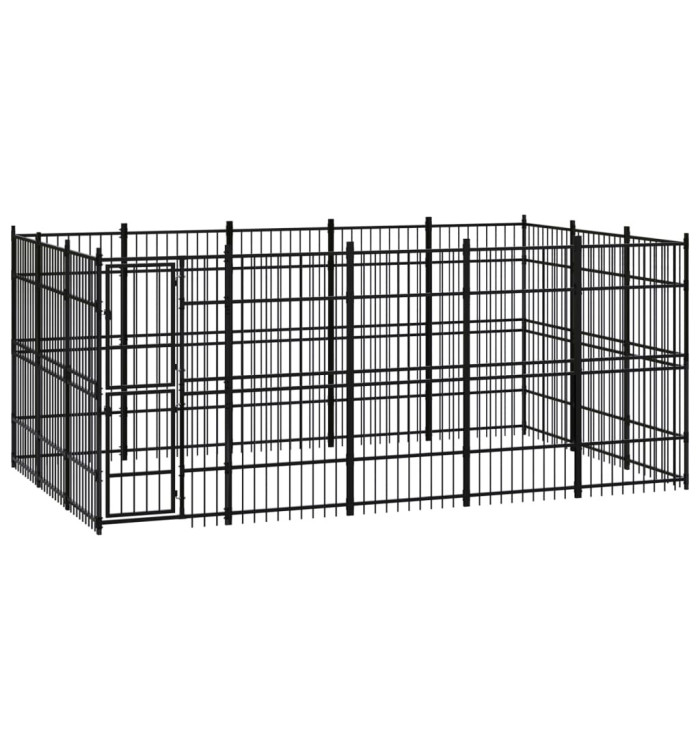 Chenil d'extérieur pour chiens Acier 13,82 m² | Mobilier & Déco