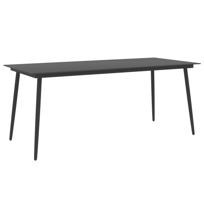 Table à manger de jardin Noir 190x90x74 cm Acier et verre | Mobilier & Déco