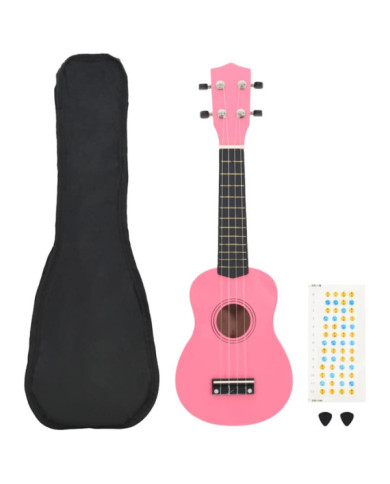 Jeu de ukulélé soprano avec sac pour enfants Rose 23" | Mobilier & Déco