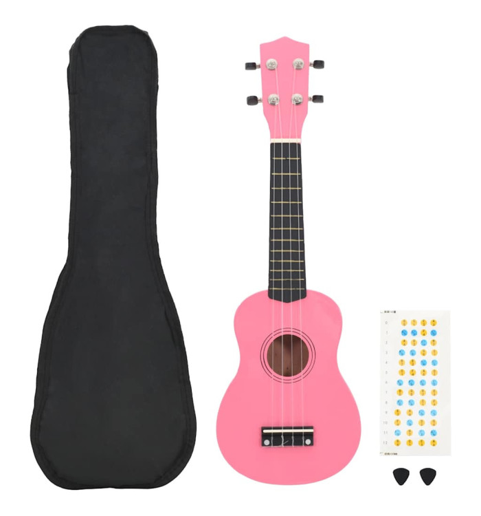 Jeu de ukulélé soprano avec sac pour enfants Rose 23" | Mobilier & Déco
