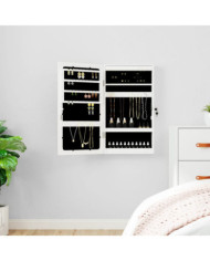 Armoire à bijoux avec miroir et éclairage LED mural blanc | Mobilier & Déco