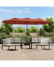 Parasol de jardin à double tête terre cuite 449x245 cm | Mobilier & Déco