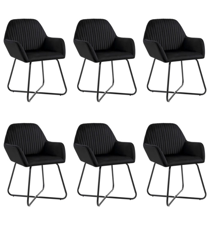Chaises à manger lot de 6 noir velours | Mobilier & Déco