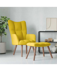 Chaise de relaxation avec repose-pied Jaune moutarde Velours | Mobilier & Déco