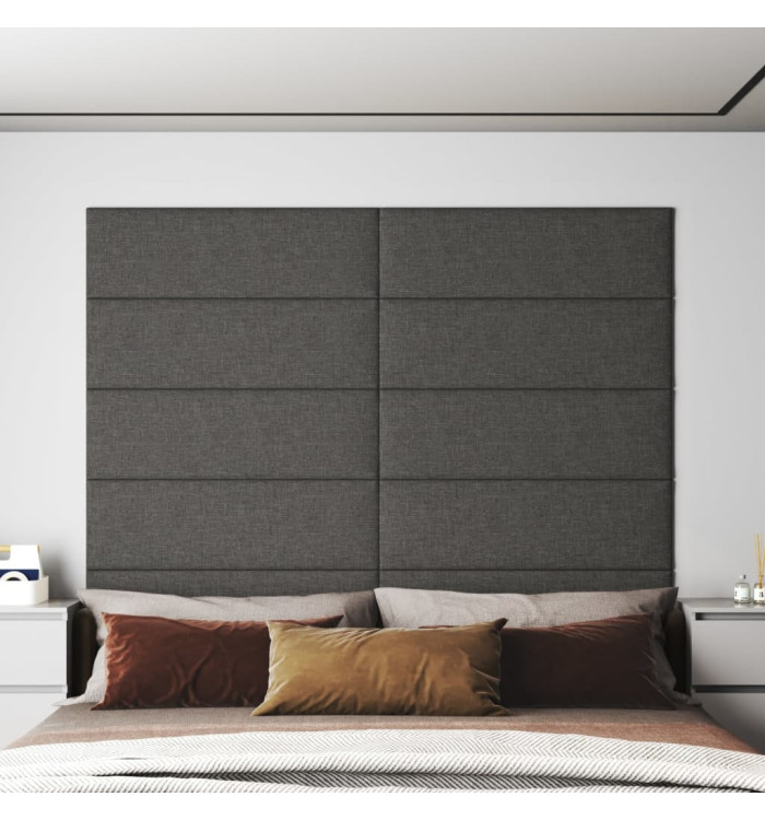 Panneaux muraux 12 pcs Gris foncé 90x30 cm Tissu 3,24 m² | Mobilier & Déco