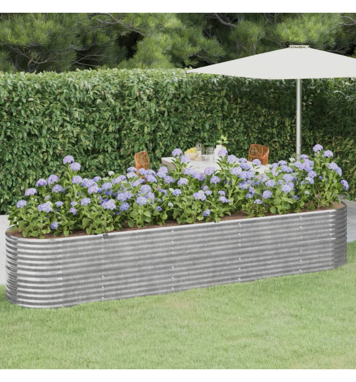 Lit surélevé de jardin Acier enduit de poudre Argenté | Mobilier & Déco