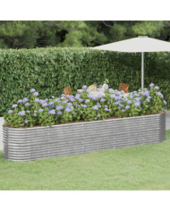 Lit surélevé de jardin Acier enduit de poudre Argenté | Mobilier & Déco