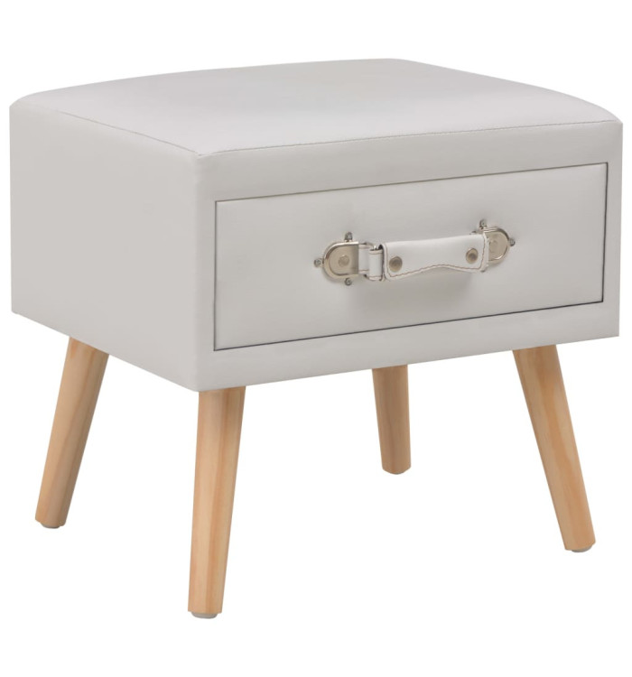 Table de chevet Blanc 40x35x40 cm Similicuir | Mobilier & Déco