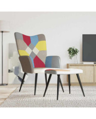 Chaise de relaxation avec tabouret Patchwork Tissu | Mobilier & Déco