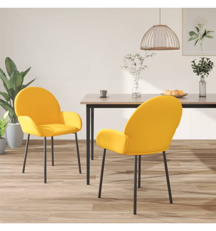 Chaises à manger lot de 2 Jaune Velours | Mobilier & Déco