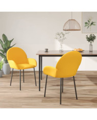 Chaises à manger lot de 2 Jaune Velours | Mobilier & Déco