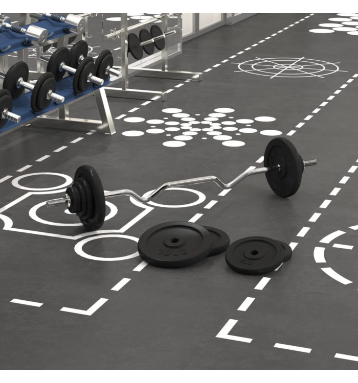 Barre d'haltères avec plaques 60 kg fonte et acier chromé | Mobilier & Déco
