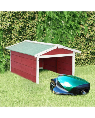 Garage de tondeuse à gazon 72x87x50 cm Rouge et blanc Sapin | Mobilier & Déco