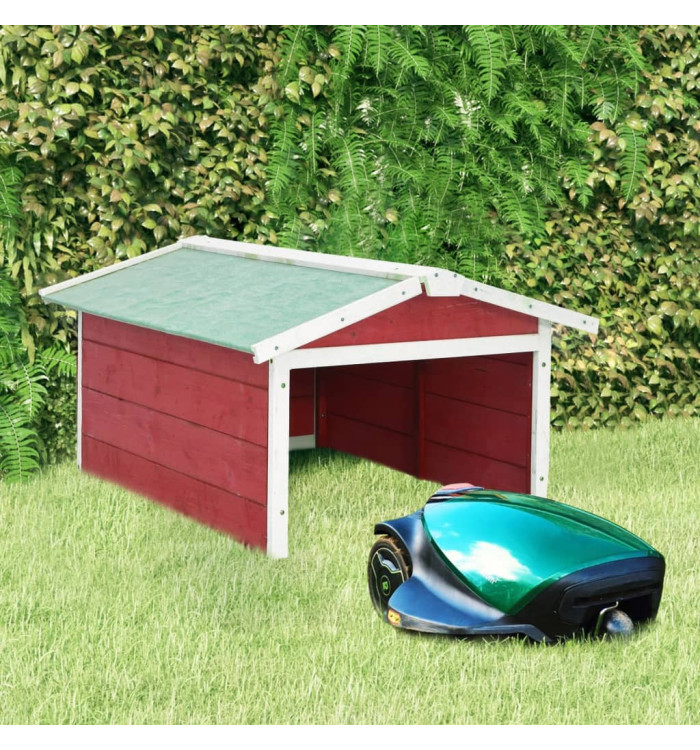 Garage de tondeuse à gazon 72x87x50 cm Rouge et blanc Sapin | Mobilier & Déco