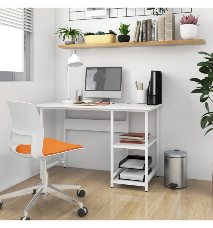 Bureau d'ordinateur Blanc 105x55x72 cm MDF et métal | Mobilier & Déco