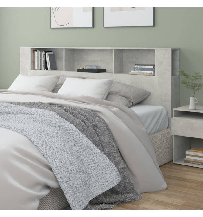 Armoire de tête de lit Gris béton 200x18,5x104,5 cm | Mobilier & Déco