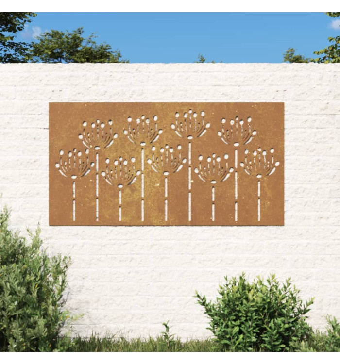 Décoration murale jardin 105x55 cm acier corten design de fleur | Mobilier & Déco