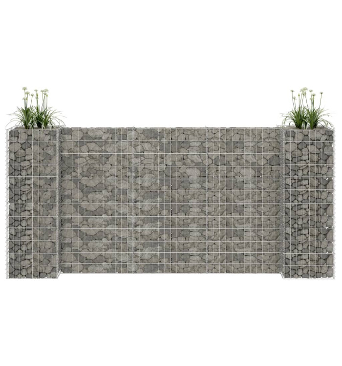 Jardinière à gabion en H Fil d'acier 260x40x120 cm | Mobilier & Déco