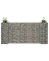 Jardinière à gabion en H Fil d'acier 260x40x120 cm | Mobilier & Déco