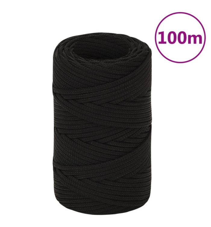 Corde de travail Noir 2 mm 100 m Polyester | Mobilier & Déco