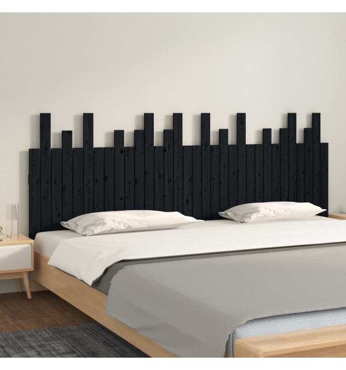 Tête de lit murale Noir 204x3x80 cm Bois massif de pin | Mobilier & Déco