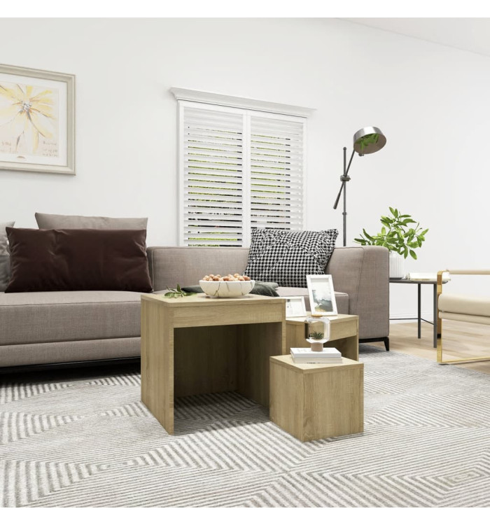 Tables gigognes 3 pcs Chêne sonoma Aggloméré | Mobilier & Déco
